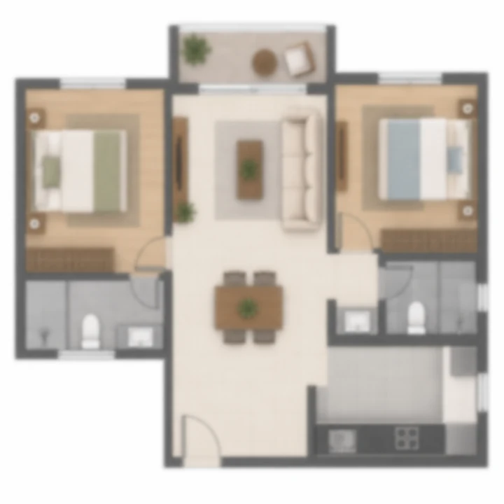 Vaswani Bagalur indicative apartment layout B, blurred artist's impression Vaswani Bagalur indicative apartment layout B, blurred artist's impression